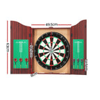 18" Dartboard Dart Board with Steel Darts Wooden Cabinet Party Game