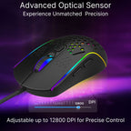 Laser RGB Lightweight Gaming Mouse - Black
