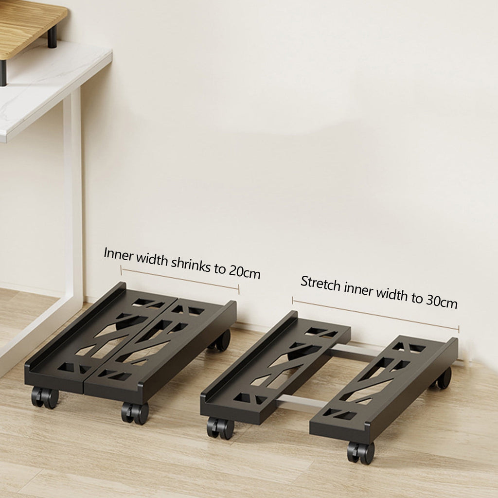 Adjustable Mobile CPU Stand, Ventilated Computer Tower Stand with 4 Caster Wheels, for PC Tower, Under Desk CPU Holder, PC Floor Cart Computer Riser for Gamers Black