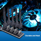 PC Case PWM Fan Hub, PC Fan Hub, 1-to-5 Way PWM Splitter with 16-Inch Cable