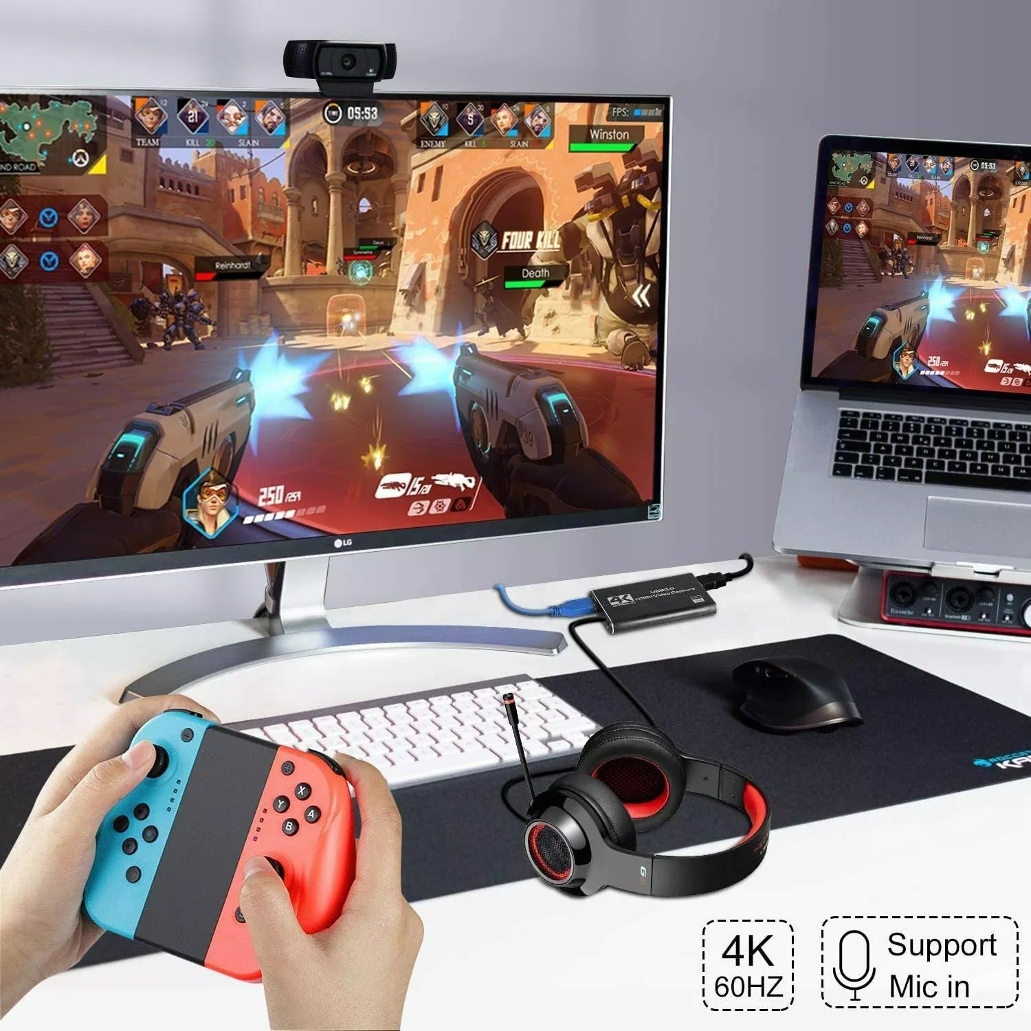 4K 1080P 60FPS HDMI to USB 3.0 Video Capture Card For PS4/PC/OBS Nintendo Switch