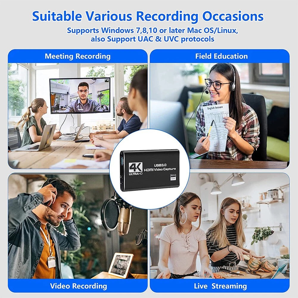 4K 1080P 60FPS HDMI to USB 3.0 Video Capture Card For PS4/PC/OBS Nintendo Switch
