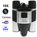 5-in-1 Binocular Camera with Video Digital Pc Cam and Tf Card Reader - 10x25mm 101m / 1000m Field of View - Compact Size