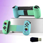 Vibration Grip Wireless Gamepad for Mobile and Pc - Green Blue + Receiver