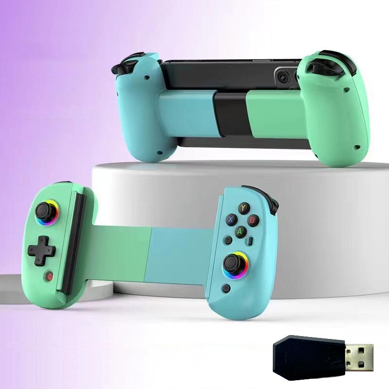 Vibration Grip Wireless Gamepad for Mobile and Pc - Green Blue + Receiver
