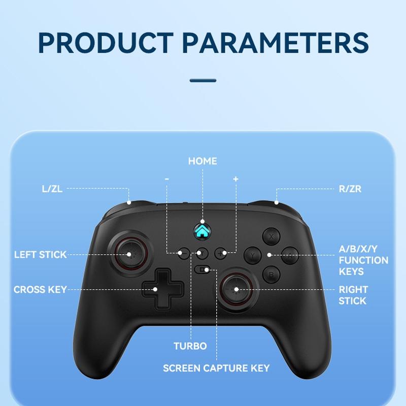 Vibration Gamepad for Switch / Android / Apple / Pc - Tooth Design - Black