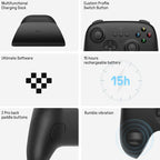 Wireless Gaming Controller + Charging Dock for Pc / Windows 10 / 11 / Steam Deck - 2.4g - White
