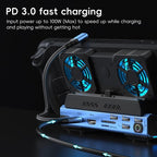 9-In-1 Usb-C Gaming Dock With Detachable Fan - Blue / Black