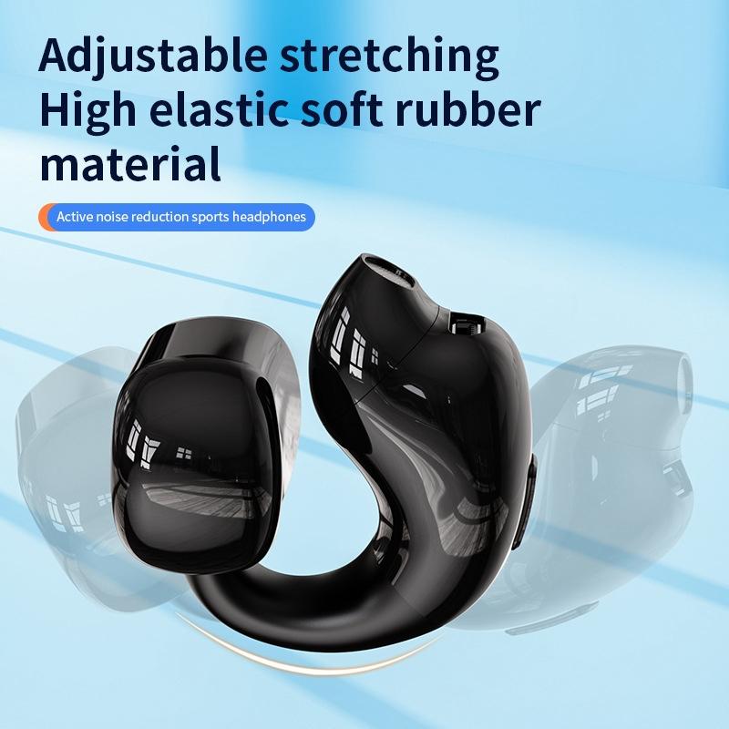 Wireless Clip-on Bluetooth Earphone for Sports and Gaming - Black