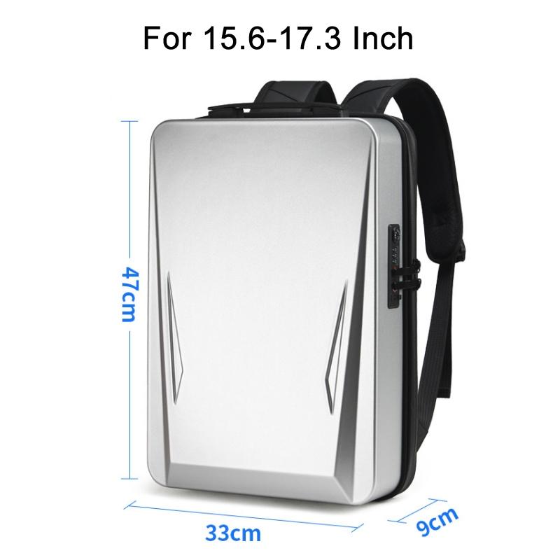 15.6-17.3 Inch Hard Shell Gaming Backpack for Men - Silver
