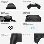 Wireless Gaming Controller for Switch / Pc - Tooth Design - Black