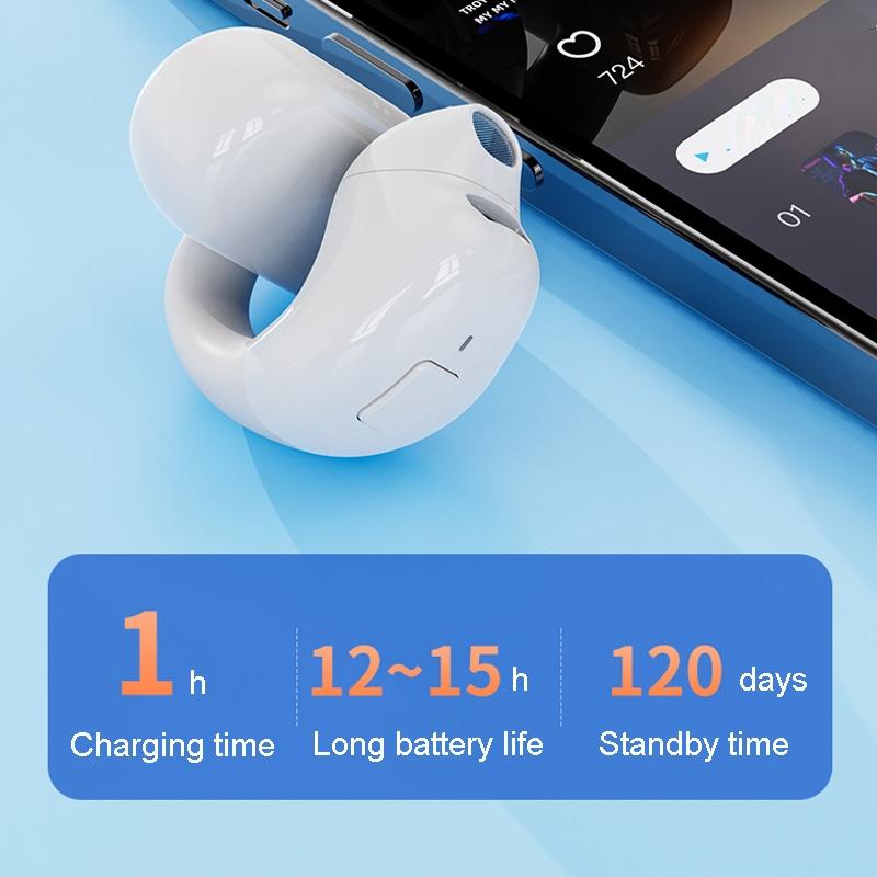 Wireless Clip-on Bluetooth Earphone for Sports and Gaming - Light Skin