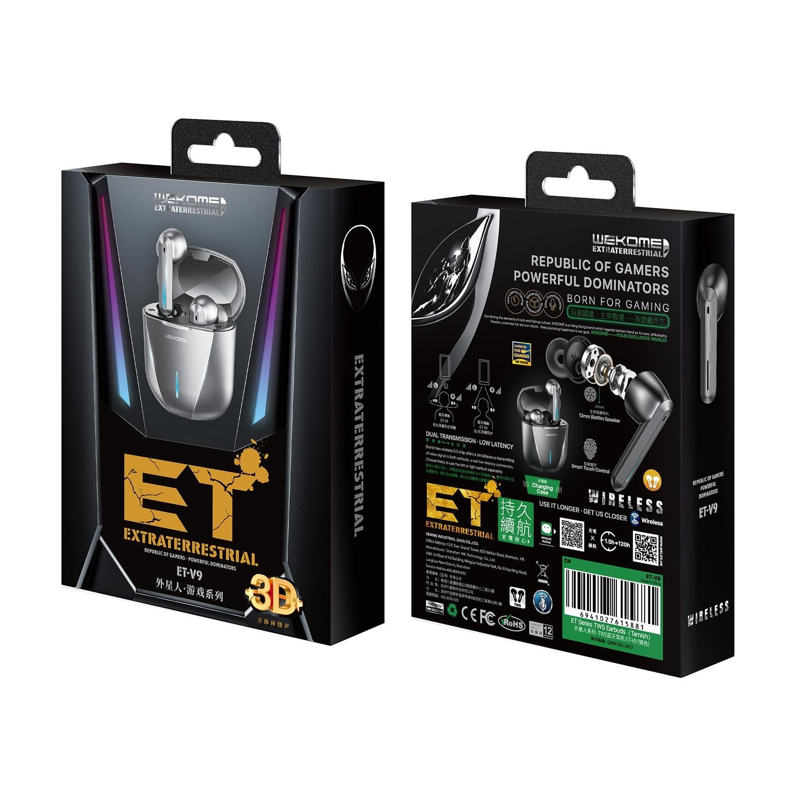 Wireless Bluetooth Gaming Earphones - et Series V9 - Tarnish