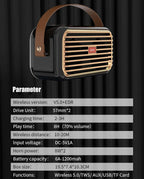 Retro Smart Wireless Speaker Portable for Desktop PC With High-Quality Stereo Hifi Sound