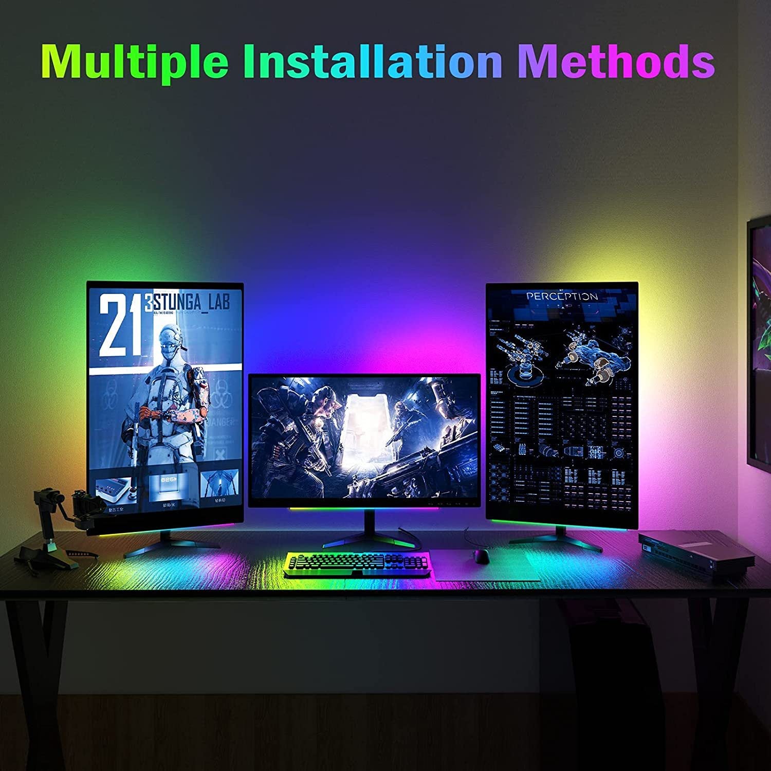 1 Piece RGB LED Gaming Light Bar - Dual Color Temperature & Adjustable RGB Effects, USB-Powered Backlight, Remote & Button Control, 30cm Lightweight Design