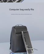 Silver And Black Slim Multi-Device Bluetooth Keyboard with Integrated Touchpad - Rechargeable Wireless Combo for PC Laptop Tablet Phone