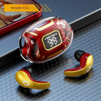 Mecha Style TWS Gaming Earbuds - Bluetooth 5.3, Low Latency, Ear-Hook Design, LED Display Case, Noise Cancelling(red)