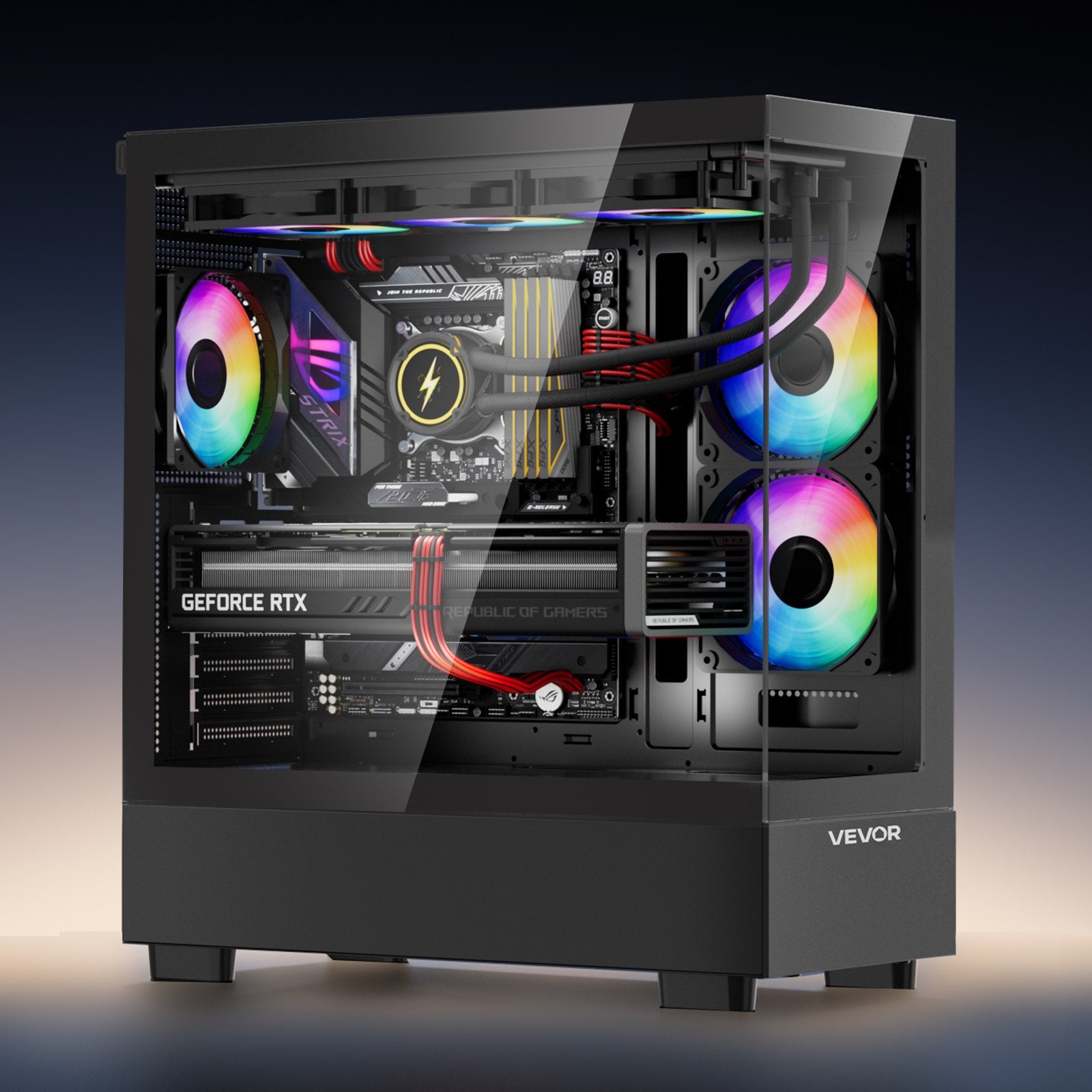 Mid-Tower ATX PC Gaming Case Computer Case with 6 x 120 mm PWM ARGB Fans