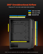 Mid-Tower ATX PC Gaming Case Computer Case Box with 4 x 120 mm ARGB Fans