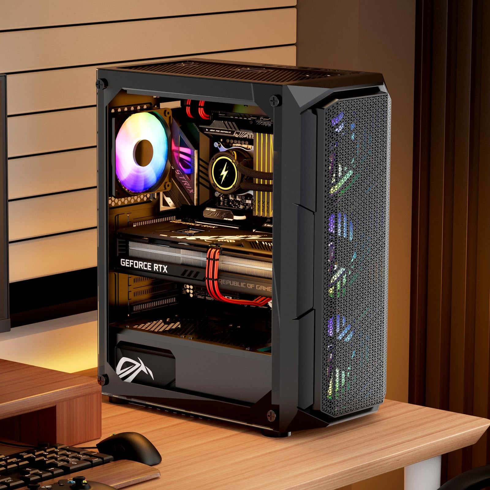 Mid-Tower ATX PC Gaming Case Computer Case Box with 4 x 120 mm ARGB Fans