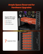 PC Gaming Case, Mid-Tower, Computer Case with High-Airflow Tempered Glass Panel, Dust Filter, 4 x 120 mm Fans, Cable Management, for GPU up to 270 mm in Length, Compatible with ATX/M-ATX/ITX