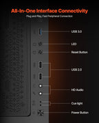 PC Gaming Case, Mid-Tower, Computer Case with High-Airflow Tempered Glass Panel, Dust Filter, 4 x 120 mm Fans, Cable Management, for GPU up to 270 mm in Length, Compatible with ATX/M-ATX/ITX