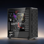 PC Gaming Case, Mid-Tower, Computer Case with High-Airflow Tempered Glass Panel, Dust Filter, 4 x 120 mm Fans, Cable Management, for GPU up to 270 mm in Length, Compatible with ATX/M-ATX/ITX