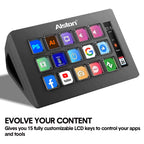 Studio Controller Keyboard Stream Controller Customizable Deck with 15 Shortcut Keys for Multi Applications Triggered in PC for Streaming Studio Work Game