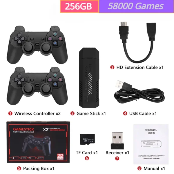 256G 58,000 Games GD10 Plus Game Stick 4K HD Video Game Console 2.4G Double Wireless Controller Game Stick For N64/PSP/PS1/GBA - Image 8