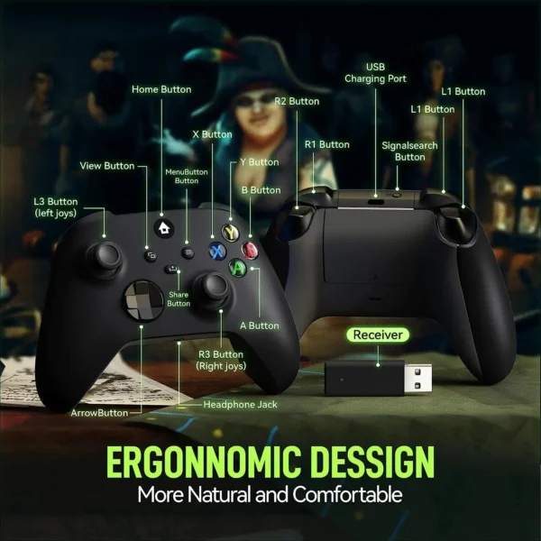 Wireless Controller Compatible with Xbox One, Xbox Series X/S, Xbox One X/S, PC with 2.4GHz Wireless Adapter Gamepad - Image 24