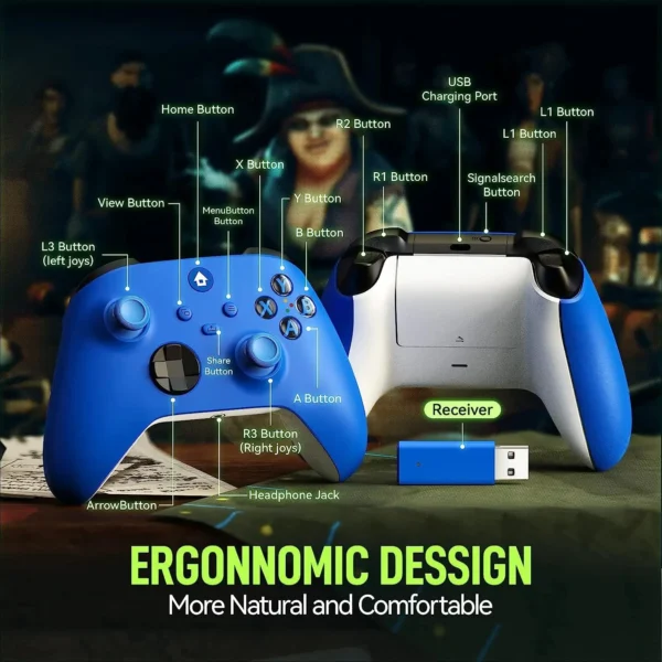 Wireless Controller Compatible with Xbox One, Xbox Series X/S, Xbox One X/S, PC with 2.4GHz Wireless Adapter Gamepad - Image 42