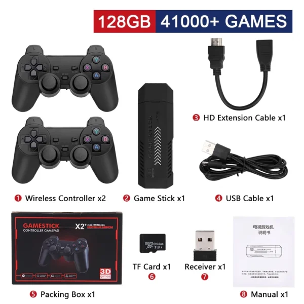 256G 58,000 Games GD10 Plus Game Stick 4K HD Video Game Console 2.4G Double Wireless Controller Game Stick For N64/PSP/PS1/GBA - Image 7